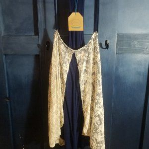 Womens kori navy and lace tank top